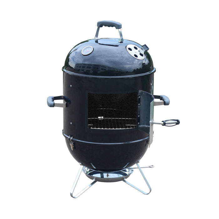Vertical Portable BBQ Smoker Iron Grill - 18 inches - Black