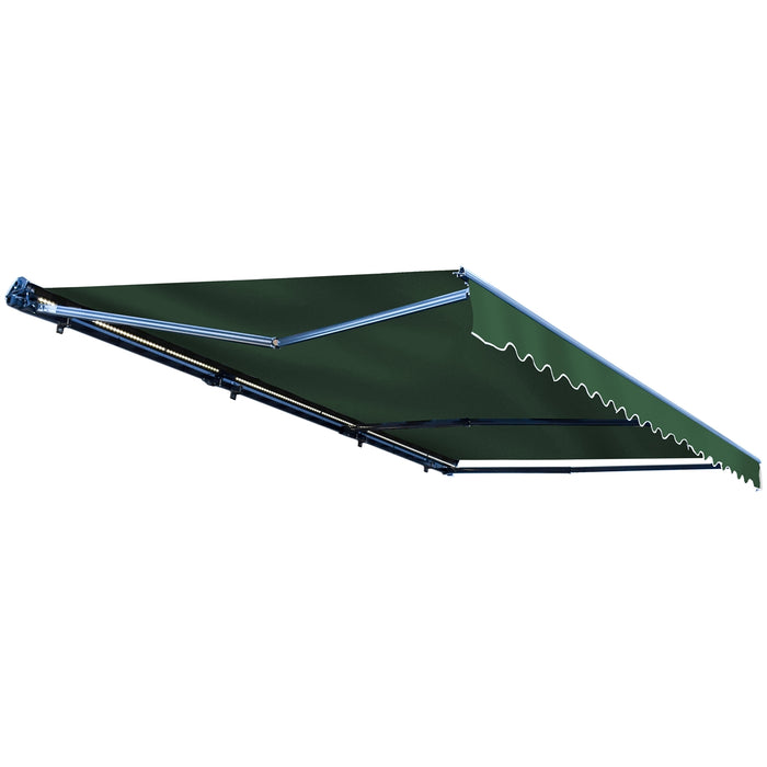 Half Cassette Motorized Retractable LED Luxury Patio Awning - 10 x 8 Feet - Green