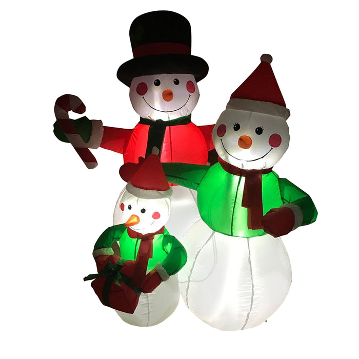 Inflatable Family of Festive Snowmen with UL Certified Blower - 4 Foot