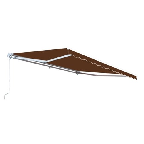 Retractable White Frame Patio Awning - 10 x 8 Feet - Brown