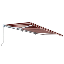 Retractable White Frame Patio Awning - 10 x 8 Feet - Multi Striped Red