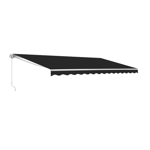 Retractable White Frame Patio Awning - 12 x 10 Feet - Black