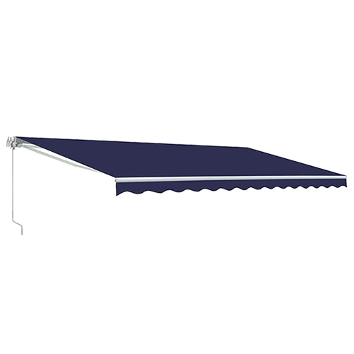 Retractable White Frame Patio Awning - 12 x 10 Feet - Blue