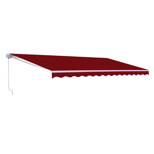 Retractable White Frame Patio Awning - 12 x 10 Feet - Burgundy