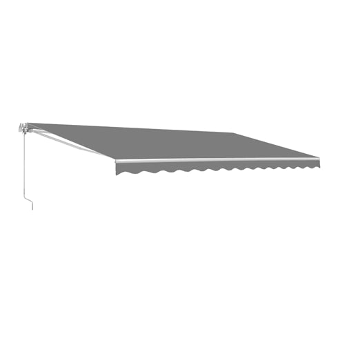 Retractable White Frame Patio Awning - 12 x 10 Feet - Gray