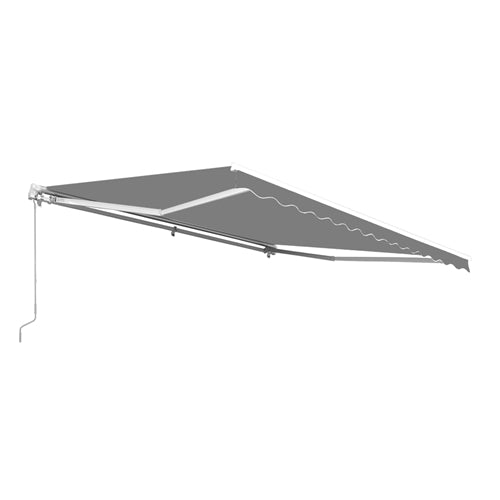 Retractable White Frame Patio Awning - 12 x 10 Feet - Gray