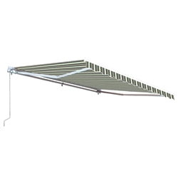 Retractable White Frame Patio Awning - 12 x 10 Feet - Multi Striped Green