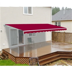 Retractable White Frame Patio Awning - 13 x 10 Feet - Burgundy