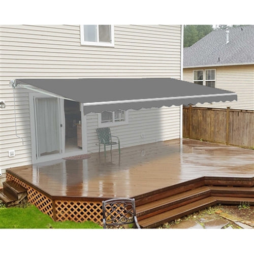 Retractable White Frame Patio Awning - 13 x 10 Feet - Gray