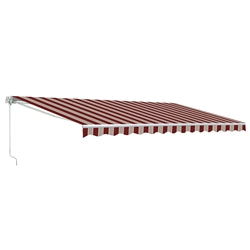 Retractable White Frame Patio Awning - 13 x 10 Feet - Multi Striped Red