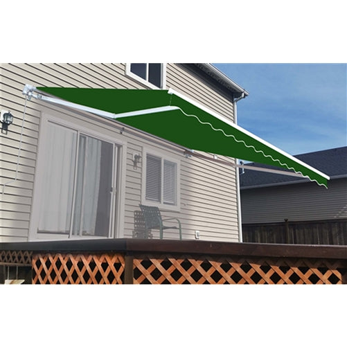 Retractable White Frame Patio Awning - 8 x 6.5 Feet - Green