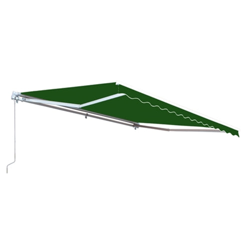 Retractable White Frame Patio Awning - 8 x 6.5 Feet - Green