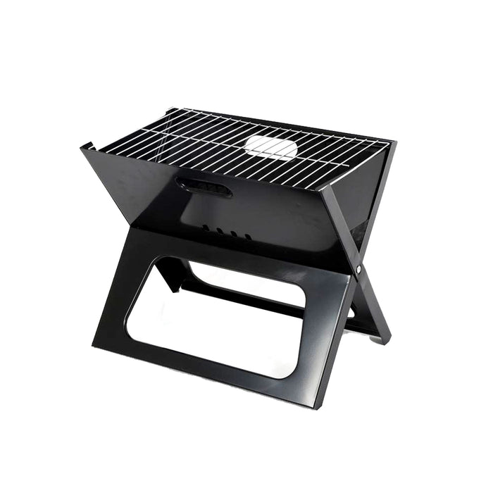 Premium Foldable Outdoor Tabletop Charcoal Barbecue X Grill - Black