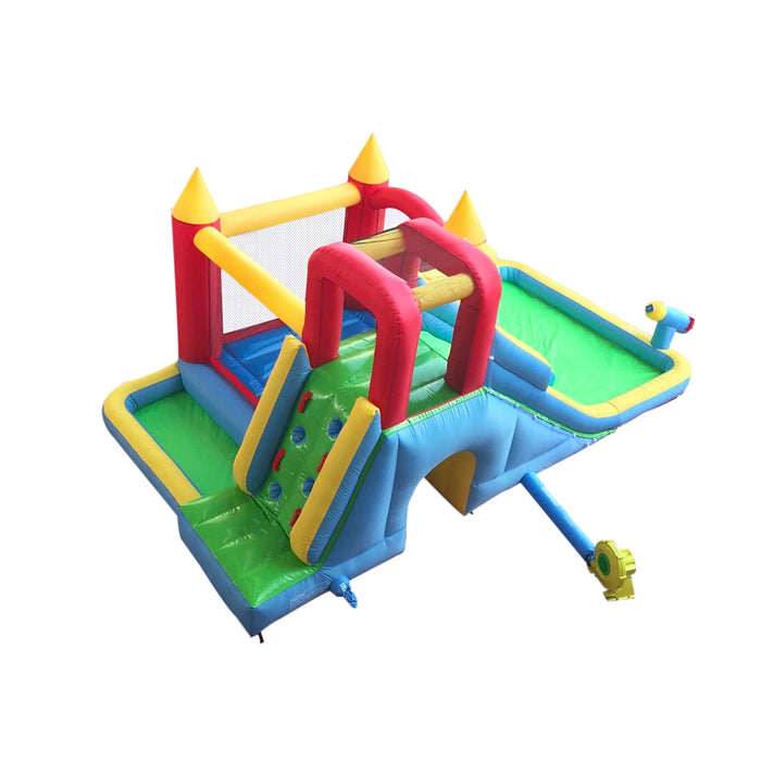 Inflatable Playtime 6-In-1 Bounce House with Slide, Splash Pool, and Ball Pit