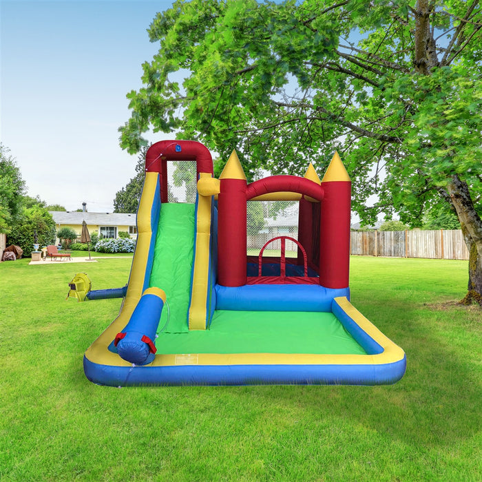 Inflatable Playtime 6-In-1 Bounce House with Slide, Splash Pool, and Ball Pit