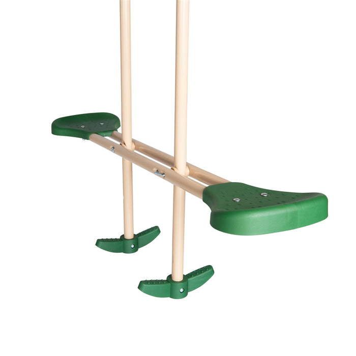 Outdoor Sturdy Child Swing Set with 2 Swings, Trapeze, Glider, and Slide - Green
