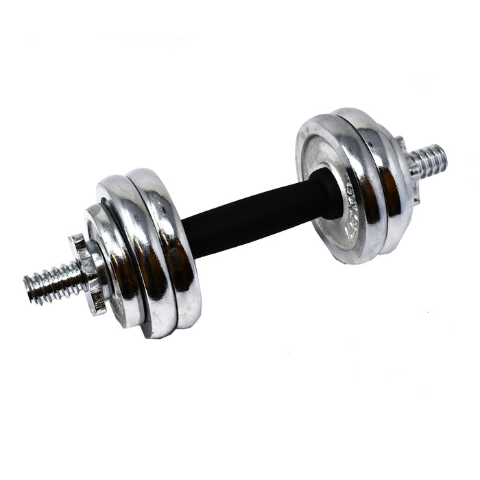 Cast Iron Adjustable Dumbbell Set for Home Gym - 33 lbs (15 kg) - Chrome Finish