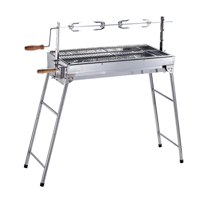 Lightweight Portable Foldable Stainless Steel Charcoal Barbecue Grill with Roasting Bar