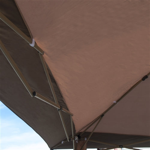 Double Roof Polyester Sun Shade Patio Gazebo - 10 x 10 Ft - Brown