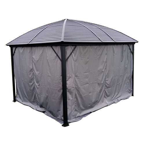 UV-Protective Polyester Curtain Panels for Hardtop Round Roof Gazebo - 12 x 10 Feet - Gray