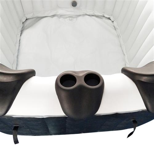 Removable 3-Piece Headrest and Drink Holder Set for Inflatable Hot Tub Spa - Black