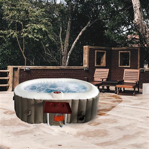 Oval Inflatable Hot Tub Spa With Drink Tray and Cover - 2 Person - 145 Gallon - Brown and White