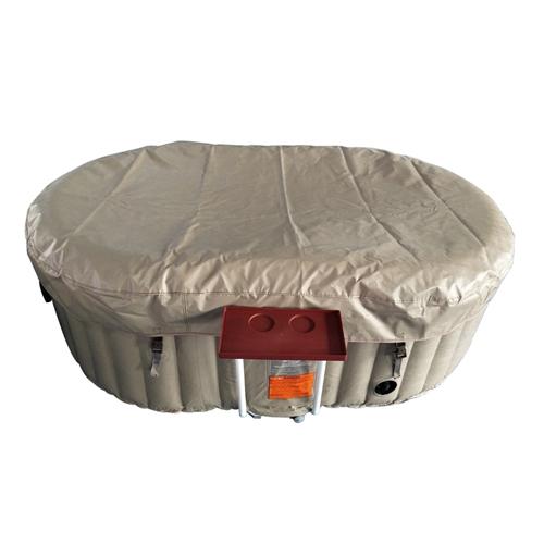 Oval Inflatable Hot Tub Spa With Drink Tray and Cover - 2 Person - 145 Gallon - Brown and White