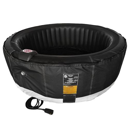 Round Inflatable Hot Tub Spa With Zip Cover - 6 Person - 265 Gallon - Black