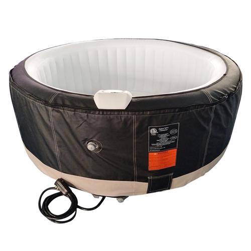 Round Inflatable Hot Tub Spa With Zip Cover - 4 Person - 210 Gallon - Black and White