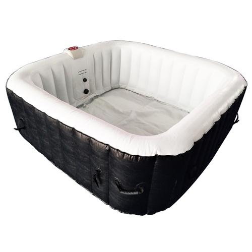  Square Inflatable Hot Tub Spa With Cover - 4 Person - 160 Gallon - Black and White