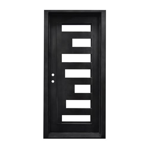 Iron Square Top Minimalist Door with Frame and Threshold - 40 x 96 Inches - Matte Black