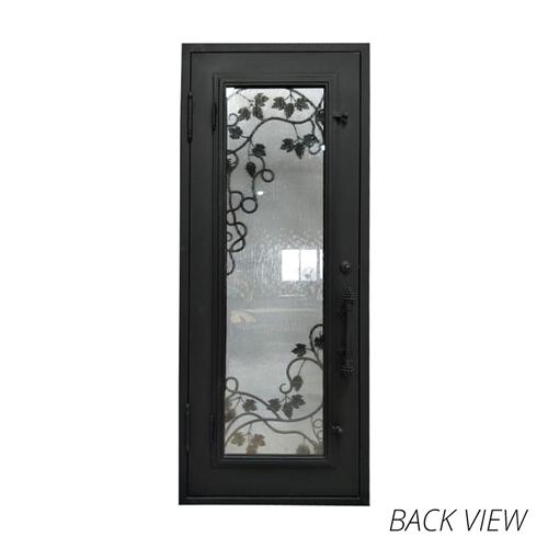 Iron Square Top Grapevine Door with Frame and Threshold - 40 x 96 Inches - Matte Black