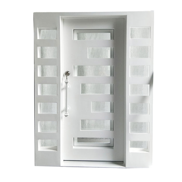 Iron Square Top Minimalist Door with Frame and Threshold - 81 x 6 x 62 inches - White