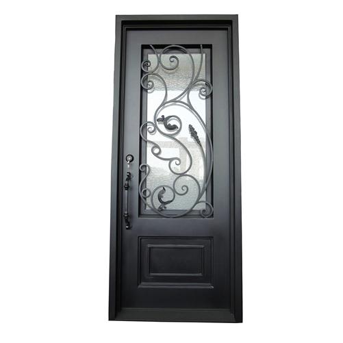 Iron Vine Design Single Door with Square Top - 96 x 40 X 6 Inches - Matte Black