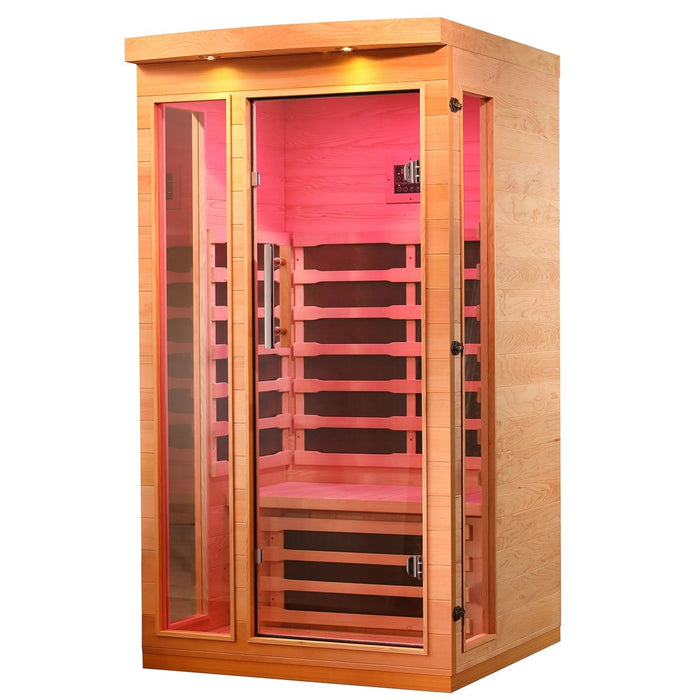 Indoor Canadian Hemlock Infrared Sauna - Multi-Colored Light Spectrum - 1 Person