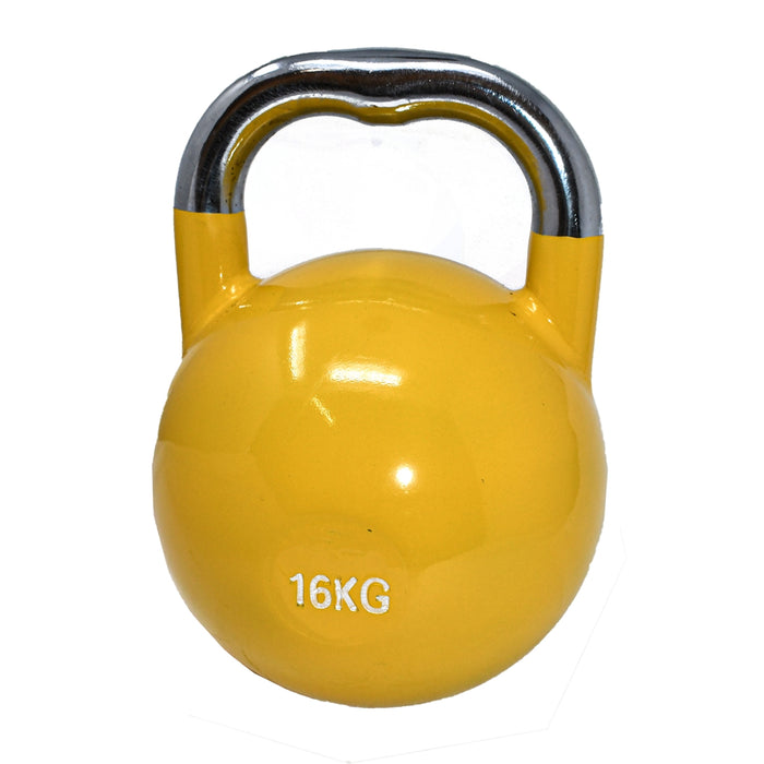Premium Coated Steel Kettlebell - 35 lbs (16 kg) - Yellow