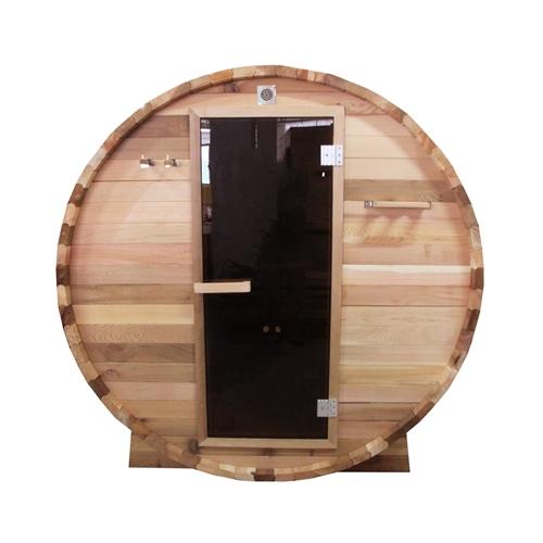 Outdoor or Indoor Rustic Western Red Cedar Wet Dry Barrel Sauna - 6kW ETL Certified Heater - 6 person