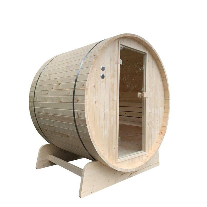 Outdoor Pine Barrel Sauna with Bitumen Shingle Roofing - 8 Person - 9 kW ETL Certified Heater