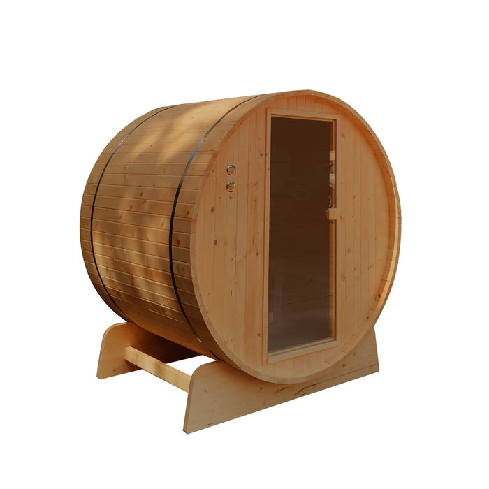 Outdoor Rustic Cedar Barrel Steam Sauna with Bitumen Shingle Roofing - 6 Person - 6 kW ETL Certified Heater