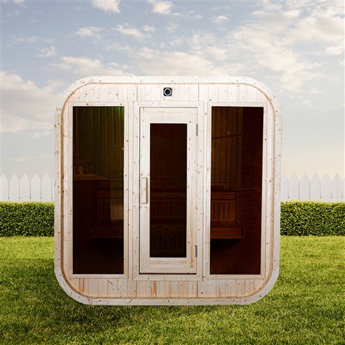 Outdoor White Pine Steam Sauna - Squircle Square Shape - ETL Certified - 4 Person