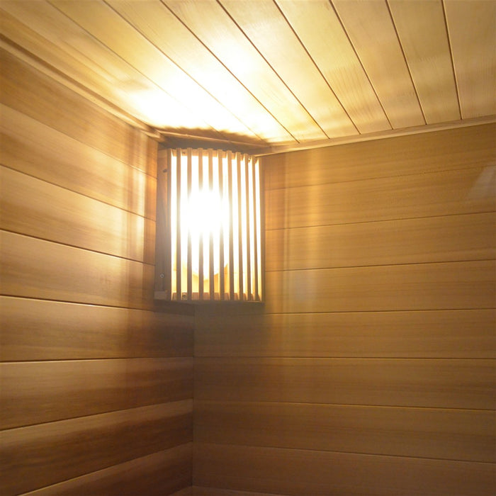 Clear Cedar Indoor Wet Dry Sauna with Exterior Lights - 4.5 kW ETL Certified Heater - 5 Person