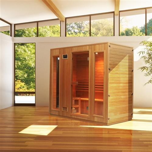 Canadian Hemlock Indoor Wood Wet Dry Sauna - 4.5 kW ETL Certified Heater - 4 to 5 Person