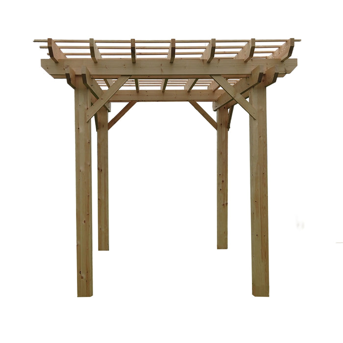 Premium Outdoor Wooden Arbor Topped Pergola - 8 x 8 Feet